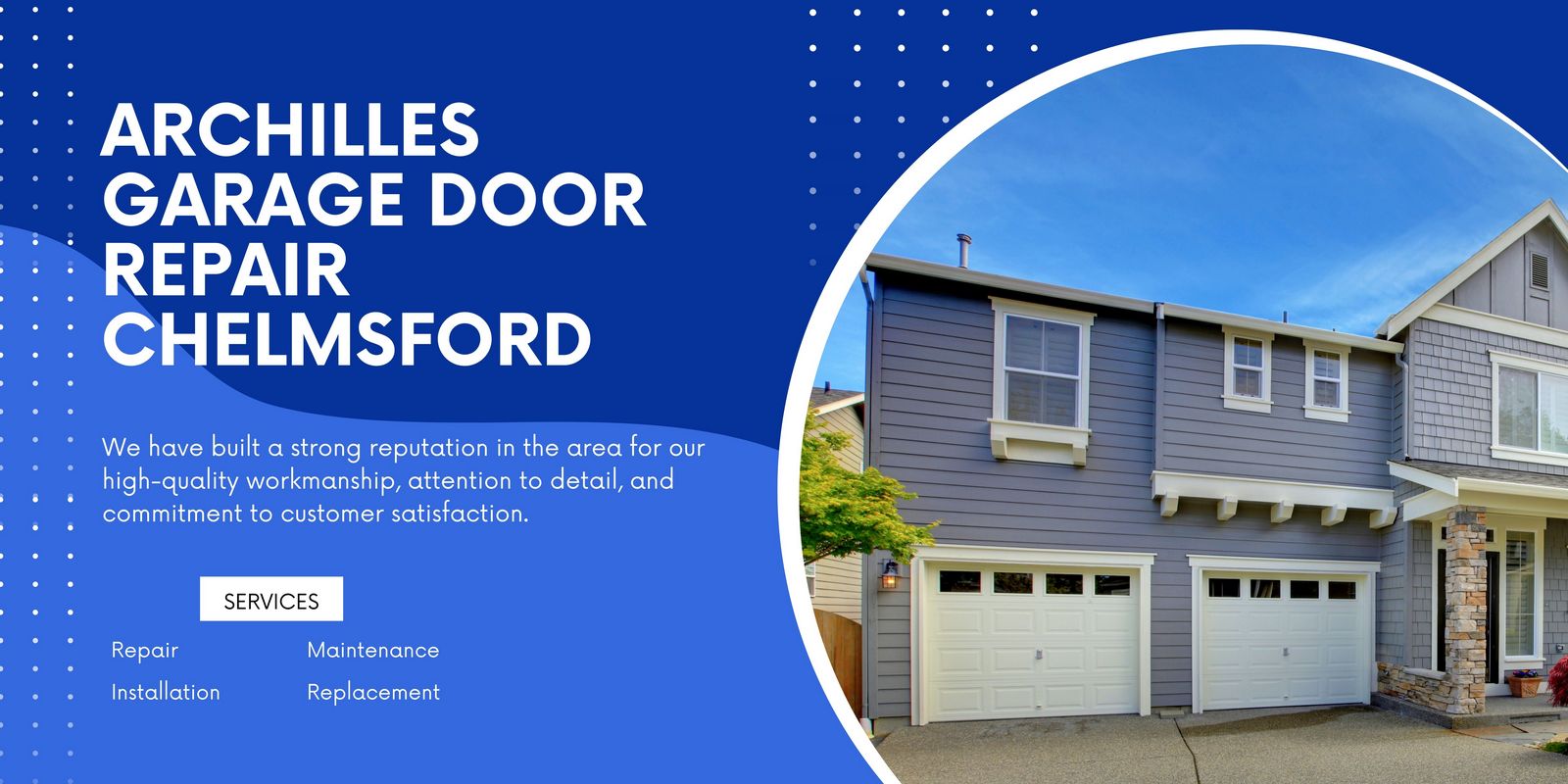 Archilles Garage Door Repair Chelmsford MA. We offer exceptional workmanship and tailored solutions to meet your unique needs. Get in touch now for high-quality repair services.